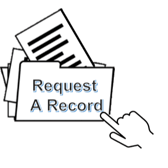 Linked image of a folder reads "Request a Record"  Opens in new window